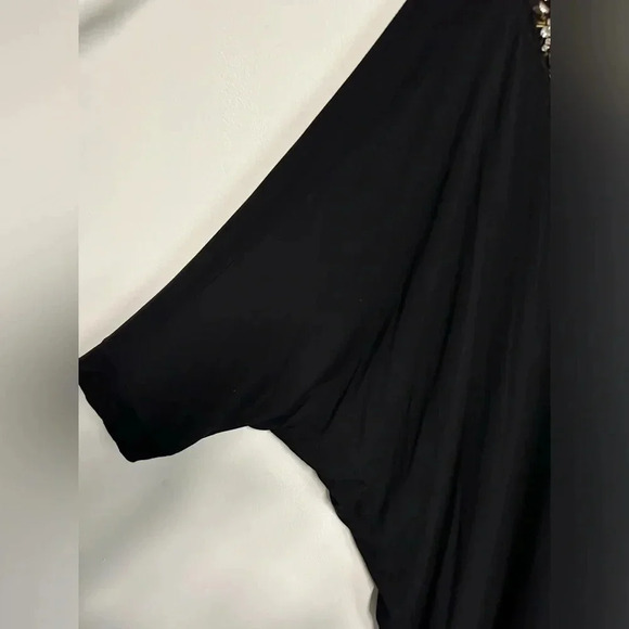 Women’s Plus Size 26/28‎ Black V Neck Tunic Top Jewels Stretch Dolman Whimsigoth - Picture 7 of 12